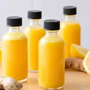 Organic Ginger shots in glass bottle from Dose of Sunshine