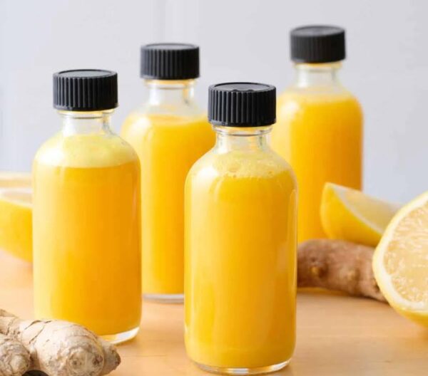 Organic Ginger shots in glass bottle from Dose of Sunshine